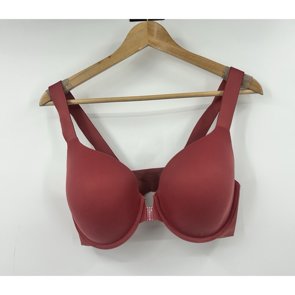 SPANX Bra-llelujah! Front Close T-Shirt Bra Womens 36DD Sangria Red Underwire